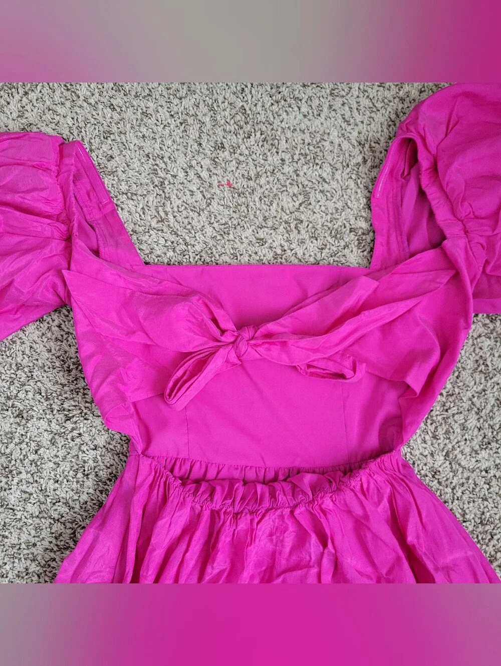 Abercrombie & Fitch Dress Pink Midi Maxi Tie Back Puff Sleeve Square Neck XS